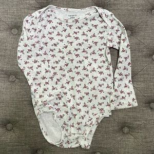 Carter’s Long Sleeve Floral Gray Onesie Bodysuit Top Baby Toddler Girl 24 Months